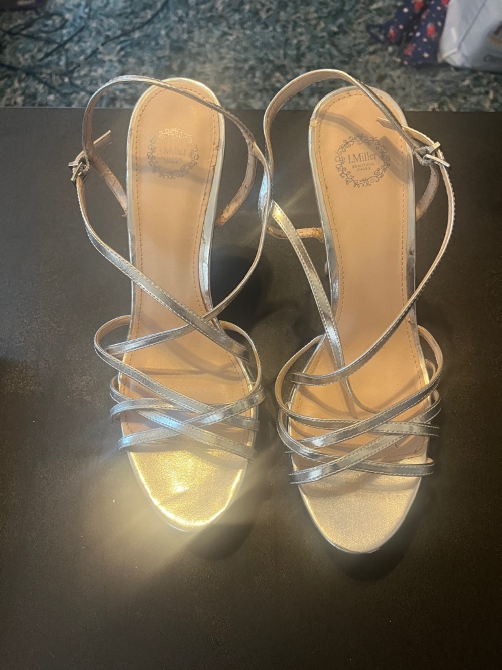 J. Miller Silver Strappy High-Heel Sandals